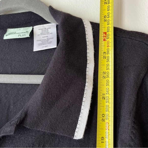 Penman’s Plus Black Button-Up Cardigan Shirt | Contrast Trim | 1X Women’s Top - Picture 6 of 9